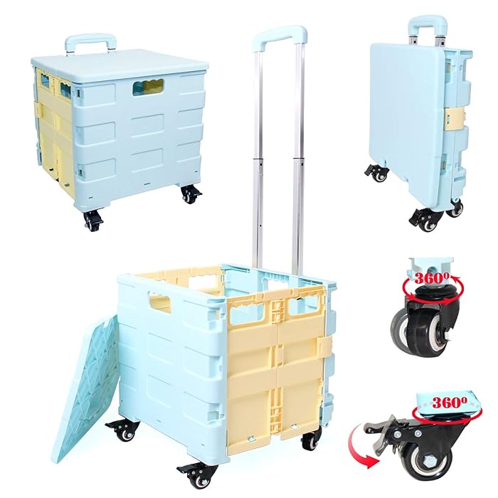 Buy LEKEA Utility Cart Collapsible with Wheels, Rotating 360°,Foldable