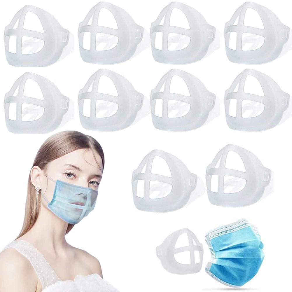 3D Silicone Bracket, Másk Frame Support, Comfortable Másk Wearing for Create More Breathing Space, Protect Your Perfect Makeup, Washable Reusable Bracket - 10Pack