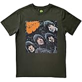 Rock Off officially licensed products Men's Beatles Rubber Soul Album Cover T-Shirt Green