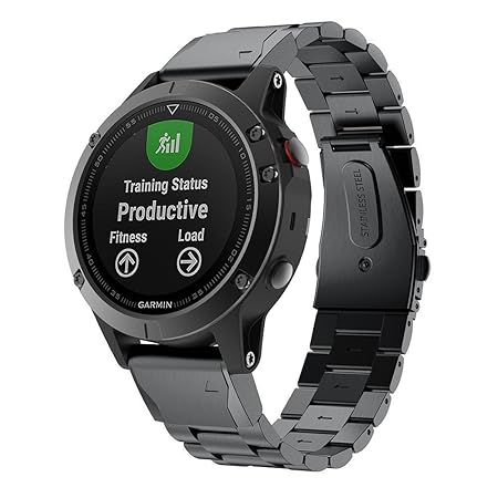 VICARA kompatibel Garmin Fenix 5 Armband /Garmin Instinct,Edelstahl Link Band Easy Fit Ersatz Uhrenarmband für Garmin Fenix 5