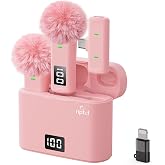 NPTCL Wireless Mini Microphone for Content Creators, USBC Mics for iPhone | Selectable Noise Reduction, 35 Hour Charging Case, 75ft Transmission CD-grade Audio for Video Recording , Pink