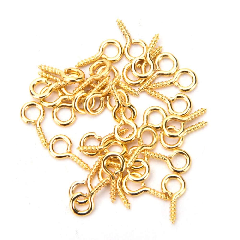 New 100x 12mm Mini Brass Steel Picture Wire Frame Screw Eye Hook Tiny Small Hanging