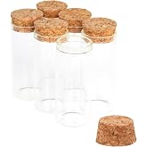 6PCS 30ml Glass Test Tubes with Cork Stoppers, 30x70mm Liquid Sample Vials | Clear Flat Test Tubes for Bath Salt, Candy Storage, Scientific Experiments, Party Decor &amp; Plant Propagation (with Labels)