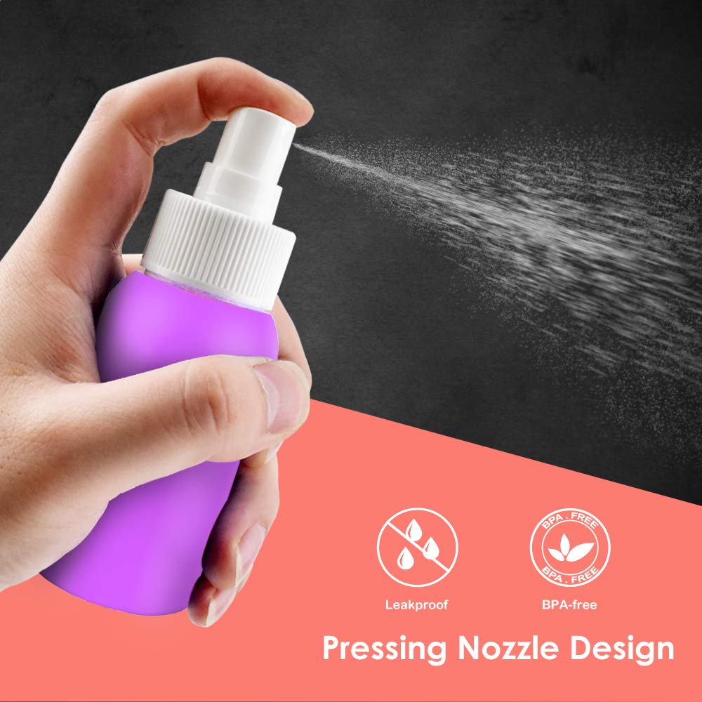 4 Pack Silicone Pump Bottle Spray Bottle Leak Proof Refillable Dispenser Portable Travel Size 1.7oz/50ml Toiletries Containers (4Pcs) : Beauty