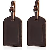 Ringsun Genuine Leather Luggage Tag for Suitcases ID Tags Bag Tags for Luggage (2 Pack)