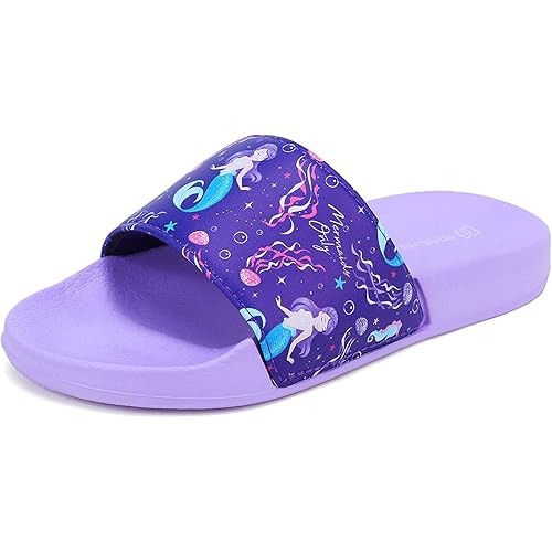 WateLves Girls & Boys Slide Sandals Kids Summer Slippers Slip On for Outdoor Beach Pool Shower (Little Kid/Big Kid)