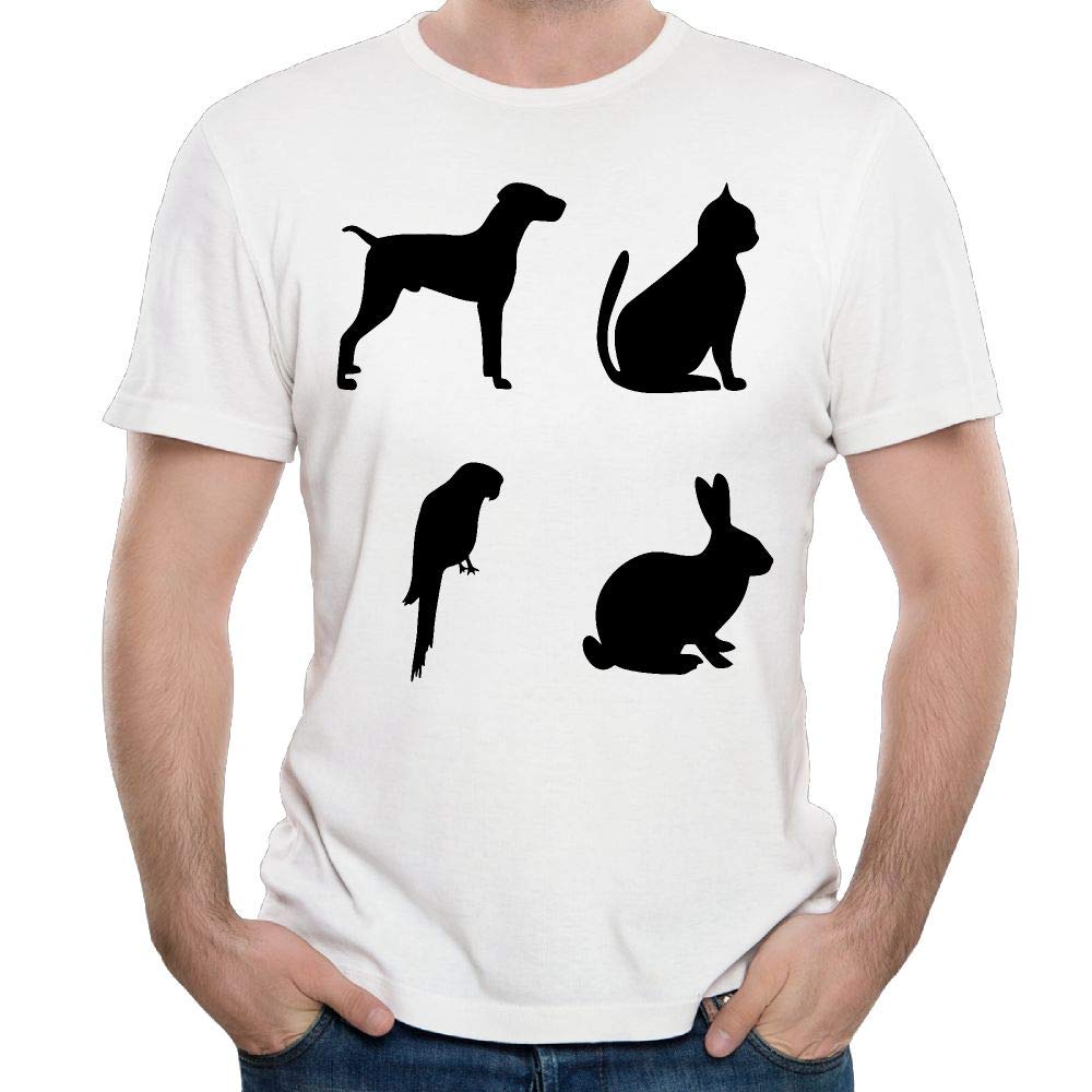  Casual Round Neck Short-sleeve T-shirt Dog Cat Parrot Rabbit Silhouettes Shirts Tees