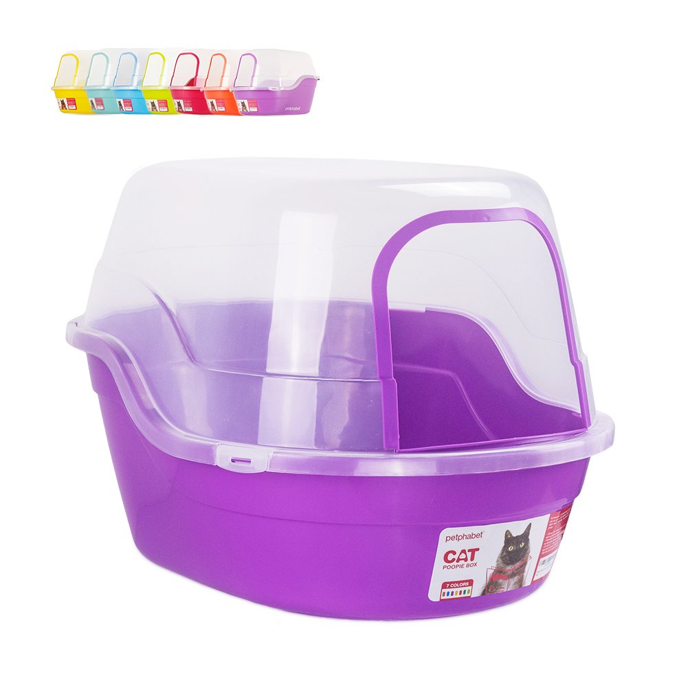 Petphabet Litter Box with Lid - Jumbo Hooded Kitty Litter Pan - Holds Up to Two Small Cats Simultaneously,Extra Large by