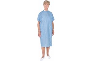 Essential Medical Supply Universal Fit Reusable Patient Gown - Fashion Print on Blue Background, Perfect for Hospitals and Patients, Adjustable Ties for Men and Women - Pack of 1