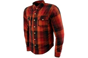 Milwaukee Leather Men's Plaid Flannel Biker Shirt with Aramid Fiber and Armor - Large