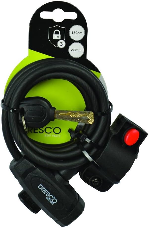 Dresco 5250206 Spiral Lock 150 cm Diameter 8 mm with Frame Holder Matt Black, Schwarz - Image 4