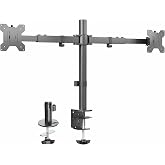 VIVO Dual LCD LED 21 to 32 inch Monitor Desk Mount, Heavy Duty, Adjustable Telescoping Arms, Flush Wall Setup, Fits 2 Screens, Black, STAND-V002E