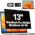 Privacy Screen MacBook Pro 13 Inch(2016-2022, M1, M2) & MacBook Air 13" (2018-2021, M1), Magnetic Anti Glare Blue Light Filter with Camera Cover, Anti Spy Laptop Screen Protector for Mac 13 In