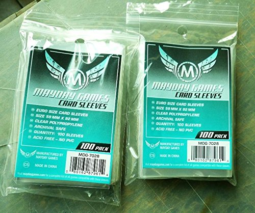Euro Game Card Sleeves - 400 Sleeves Total (100 Soft Sleeves/Pack - 59 MM X 92 MM) Mayday Games Brand
