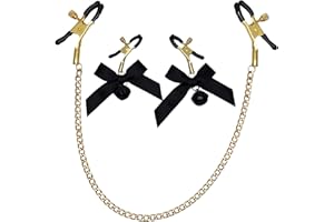 ZJFHTD Nipple Clamp Body Chain Necklace for Women Men Gold/Silver Color,Adjustable Stainless Steel Faux Body Piercing Non-Piercing Body Clip Jewelry,Fake Nipple Bow Rings