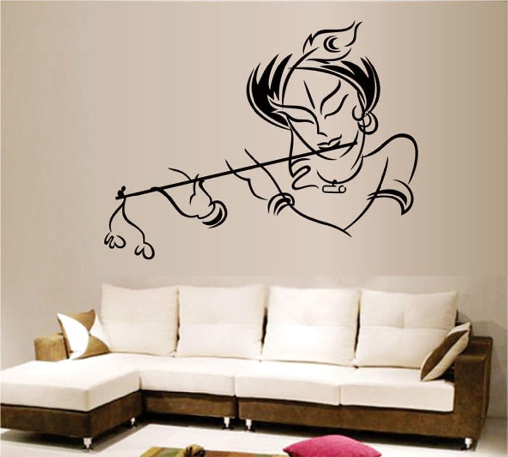 Elitevilla Decals Design 'Krishna' Wall Sticker (PVC Vinyl, 50 cm x 70 cm)