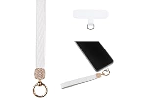Poagoep Leather Phone Wrist Strap Cell Phone Strap Phone Lanyard with Tether Tab Hands-Free Wristlet Keychain for Women