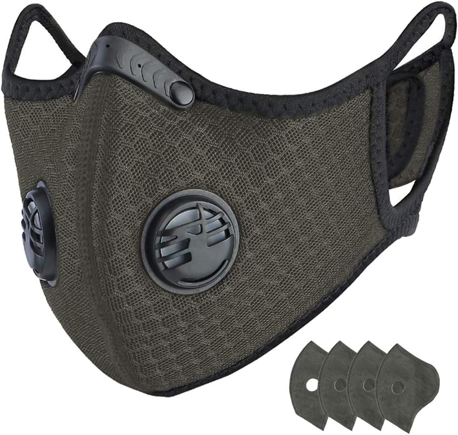 unhg Dust Breathing Mask Activated Carbon Dustproof Mask Sport Mask with Extra Carbon N99 Filters for Pollen Allergy Woodworking Mowing Running Cycling Outdoor Activities (Style 2)