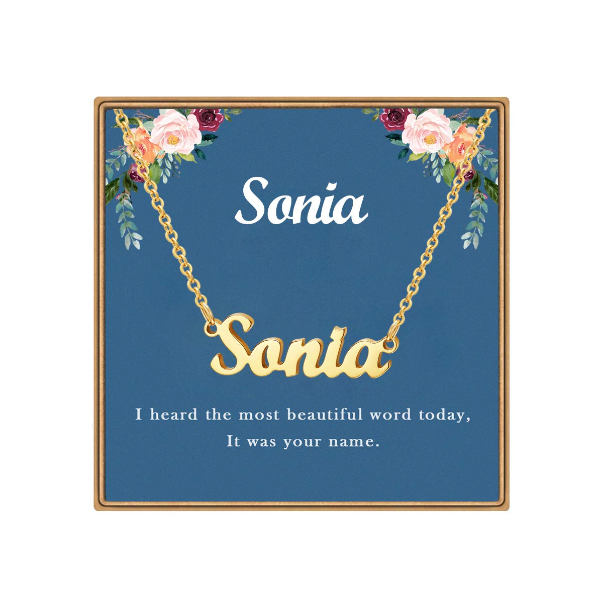 Ldurian Custom Name Necklace, Sonia Name Plate