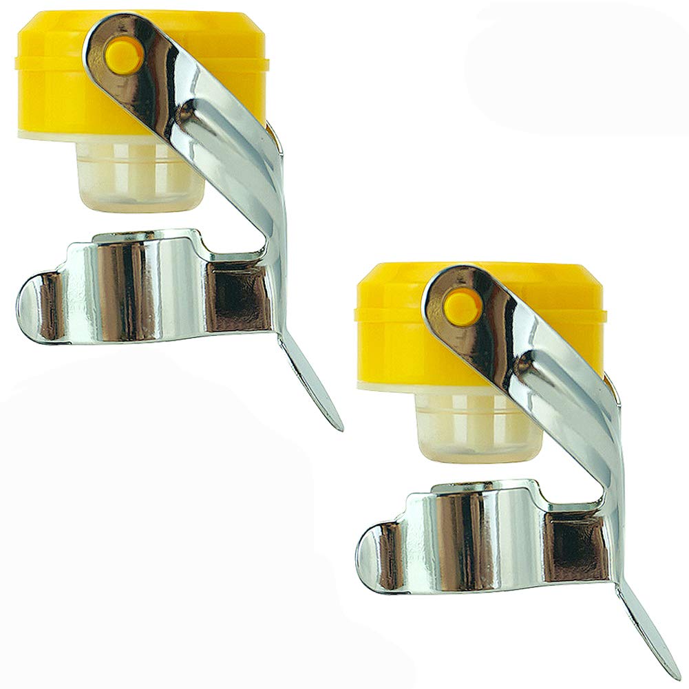 Champagne Stoppers,BETOY 2 Pieces Wine Bottle Stopper Champagne Stopper Stainless Steel Wine Stopper Vacuum Sealed Champagne Stopper Reusable Vacuum Rubber Sealer for Keeps Wine Fresh,Yellow