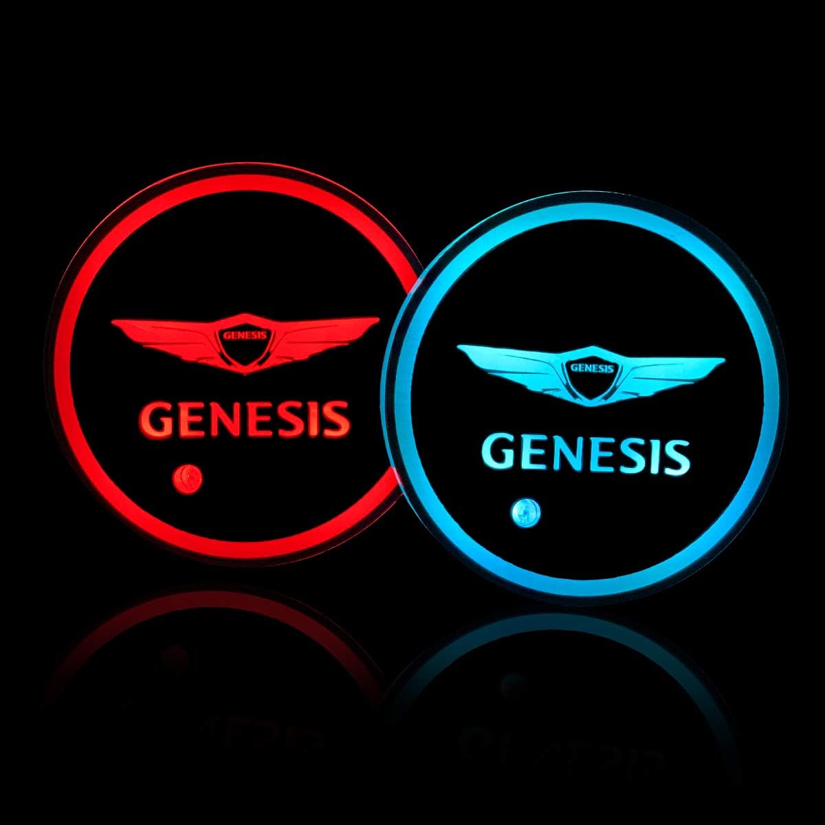Wall Stickz Auto Sport 2PCS LED Cup Holder Mat Pad Coaster with USB Rechargeable Interior Decoration Light Fit Genesis Accessory