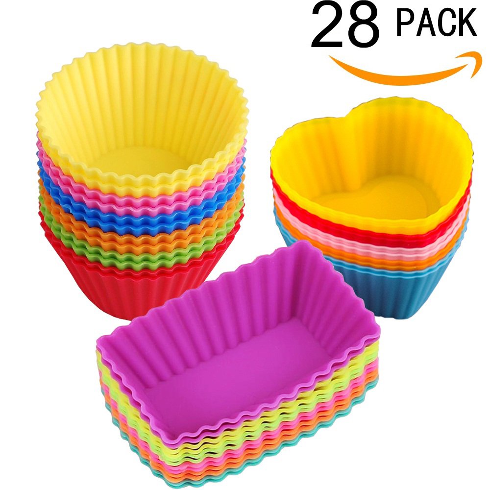 Silicone Baking Cups Muffin Cups Liners Molds Sets in Storage Container