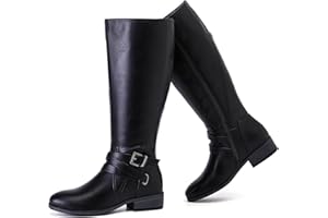 Ruiee Women's Knee High Boots - Stylish and Comfortable Round Toe Low Heel Riding Combat Tall Boots with Side Zipper Closure for Fall and Winter Wear For Women.