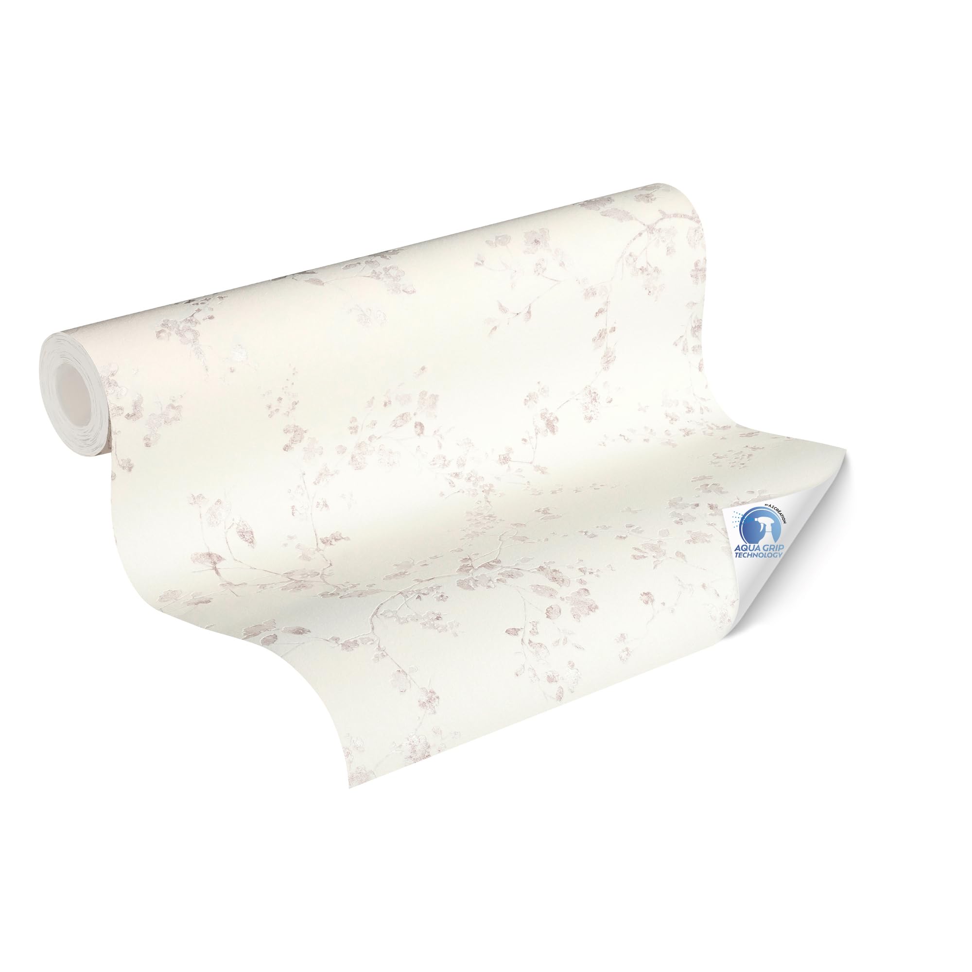 Livingwalls Wallpaper DESIGNDROP - precovered Non-Woven Wallpaper Floral in Cream, Violet - 10,05m x 0,53m - Wallpaper Flowers for Bedroom -784971