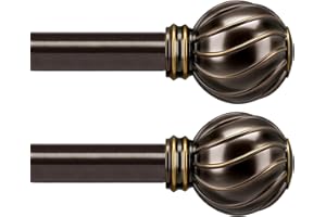 2 Pack Brown Curtain Rods Set for Windows 66 to 120 Inches Adjustable Length Heavy Duty 7/8" Diameter Window Curtain Rod with