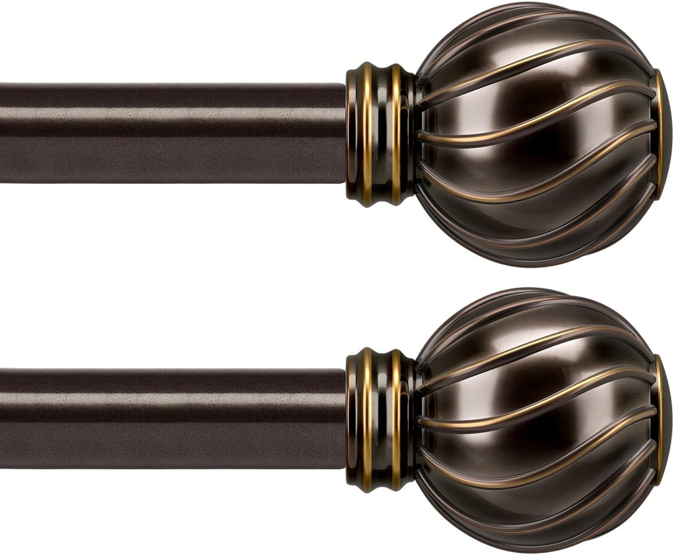 Photo 1 of 2 Pack Brown Curtain Rods Set for Windows 66 to 120 Inches Adjustable Length Heavy Duty 7/8" Diameter Window Curtain Rod with Decorative Finials for Outdoor Farmhouse Bedroom Kitchen Living Room