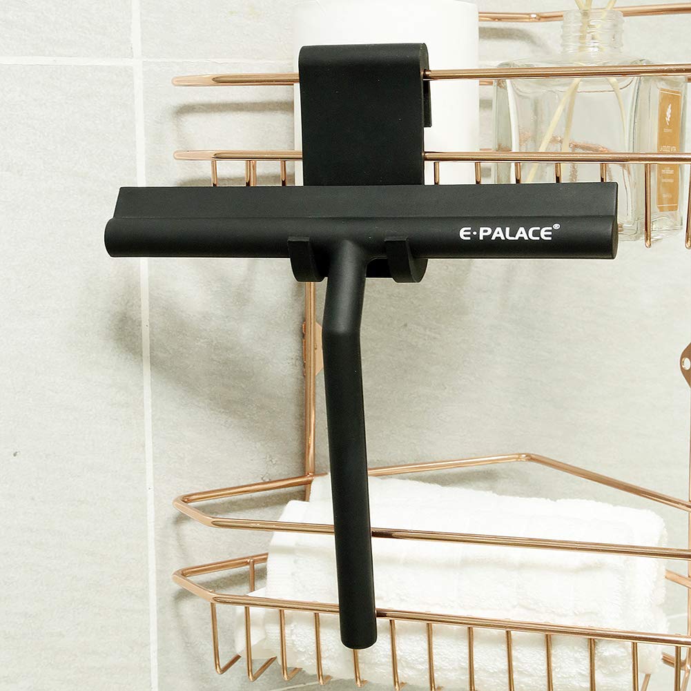 E.Palace All-in-one Sillicone Squeegee for Shower, Window and Car Glass and Kitchen.with Hook - Black