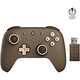 AKNES 8Bitdo Ultimate 2C Wireless 2.4G Controller for Windows PC and Android, Gamepad with Hall Effect Joysticks and Hall Triggers, 1000Hz Polling Rate, Remappable L4/R4 Bumpers - Brownie
