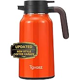 Thermal Coffee Carafe 70 oz - 36 Hours Hot(Stainless Steel Carafes for Hot Liquids-Insulated Coffee Carafes For Keeping Hot/Cold Coffee, Tea, Water, Drink Dispenser for Parties(Orange)