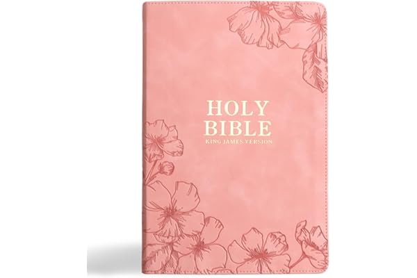 KJV Holy Bible, Giant Print with Cross-References, Soft Pink LeatherTouch with Floral Cover Design, Thumb Index, Ribbon Marker, Red Letter, Full-Color Maps, Easy-to-Read MCM Type, King James Version