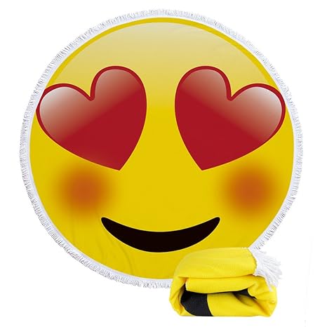 Round Roundie Beach Blankets Cute Emoji Emoticons Stylish