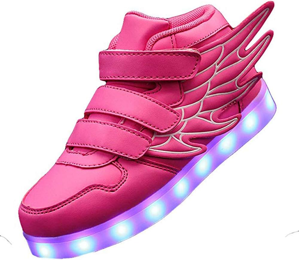 LED Light Up Hi-Top Wings Shoes USB Rechargeable Flashing Sneakers for Toddlers Kids Boys Girls