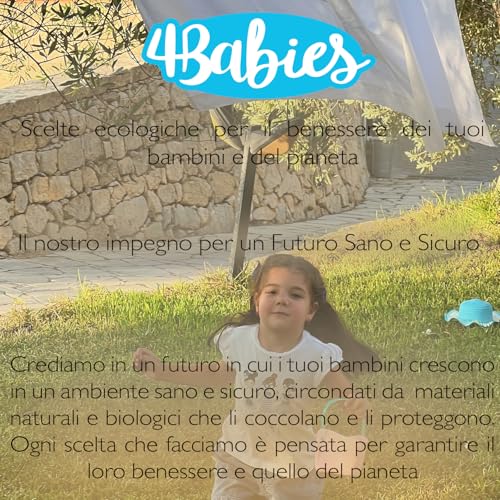 4BABIES - Baby Cot Cushion 40 x 60 cm, Breathable Hypoallergenic Children's Pillow with 100% Italian Cotton Cover, Hypoallergenic Anti-Dust Mite for Crib