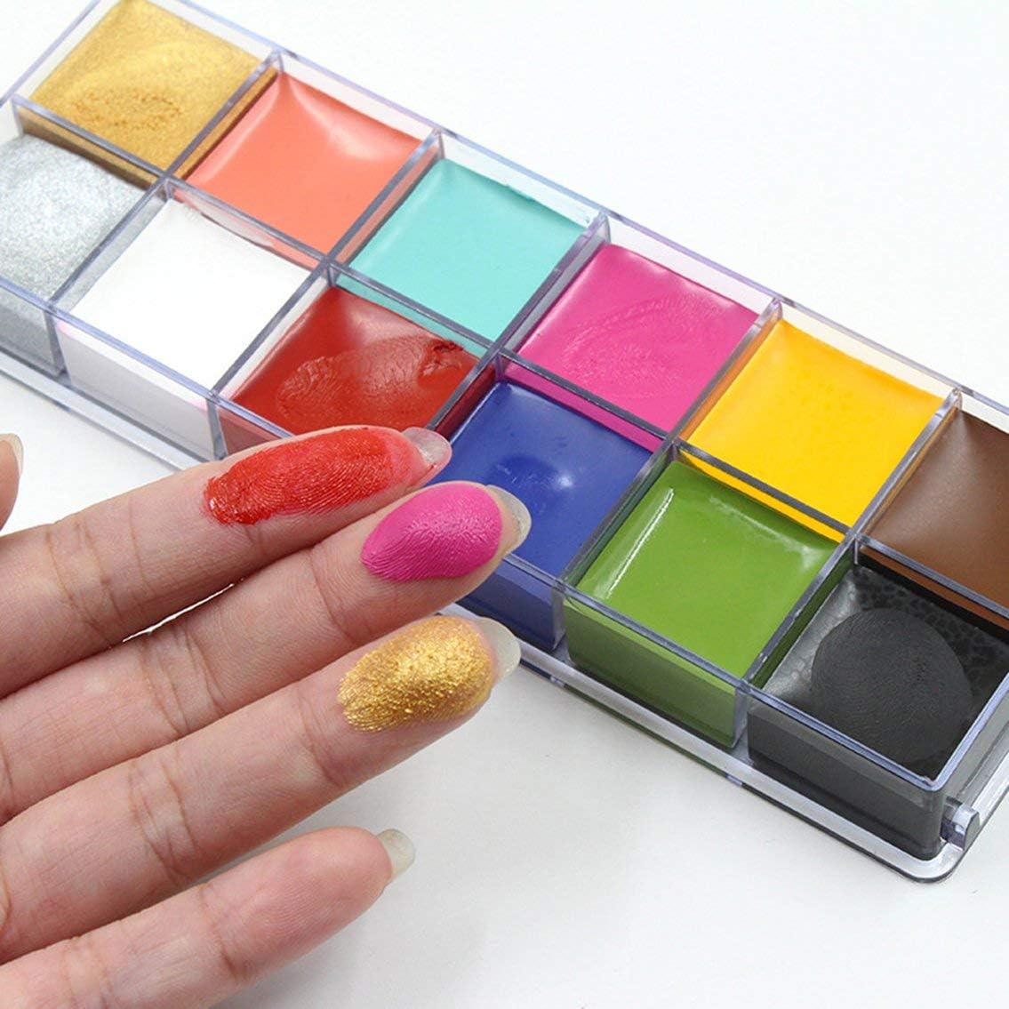 Professional Face Paint Washable Body Tattoo Makeup Painting Set 12 Colors Imagic Flash Face Painting Palette for Kids Adults/Multi-Color