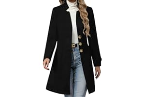 Long Wool Coats for Women Fall Winter Trench Coat Peacoat Button Down Single Breasted Blazer Jackets Overcoat