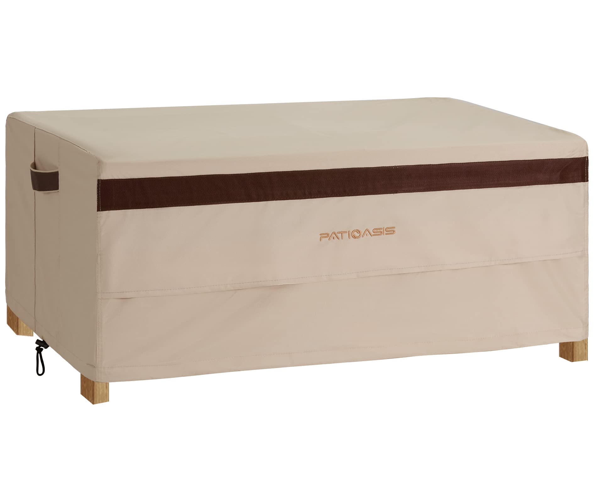 Photo 1 of PATIOASIS Patio Coffee Table Cover, Waterproof Outdoor Lawn Furniture Rectangular Small Table Covers 48inch Long Outside Rectangle Coffee Table Covers Beige