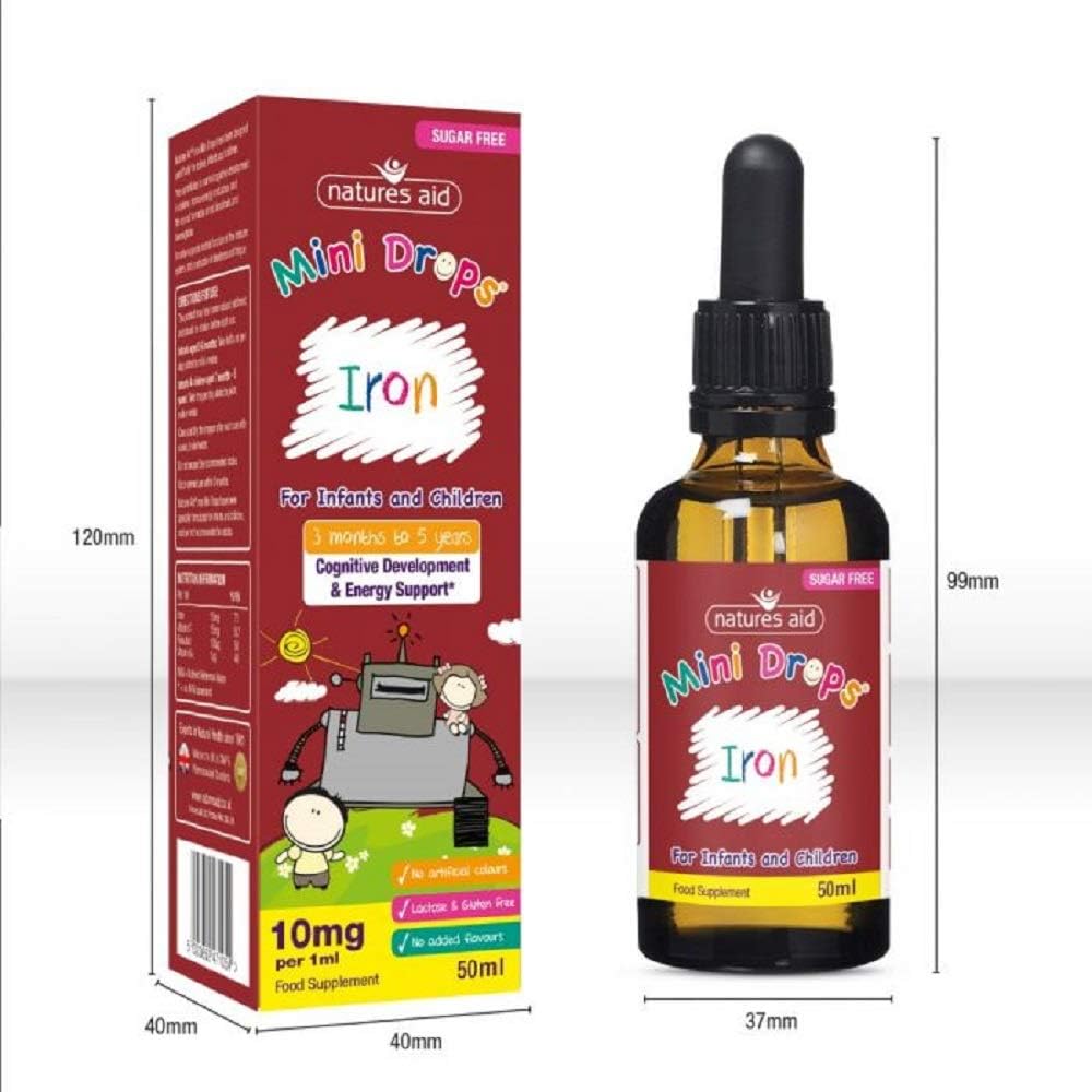 Natures Aid Iron Mini Drops for Infants and Children Cognitive Development, Sugar Free, 50 ml (Pack of 6) - Image 5