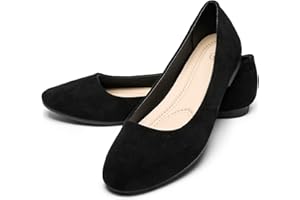 Rominz Women's Flats Shoes Round Toe Flats Black Flats Shoes Women Ballet Flats for Women Dressy Shoes Nude Flats