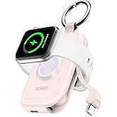 RORRY Portable Charger for Apple Watch, 2500mAh Fast Charging for iWatch Charger, Travel Essentials Gifts with Built-in USB C Cable for Apple Watch Series 11 10 9 8 7 Ultra 3 2 SE Accessories, Pink