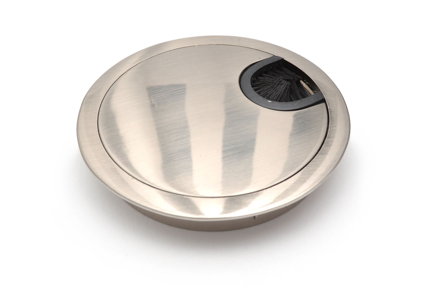 60MM METAL DESK CABLE TIDY OUTLET GROMMET INSERT (Brushed Steel) (1 x)