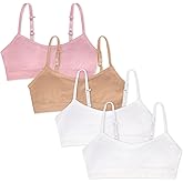 4 Pack Girls Padded Training Bras - Crop Cami Bras for Girls with Removable Padding