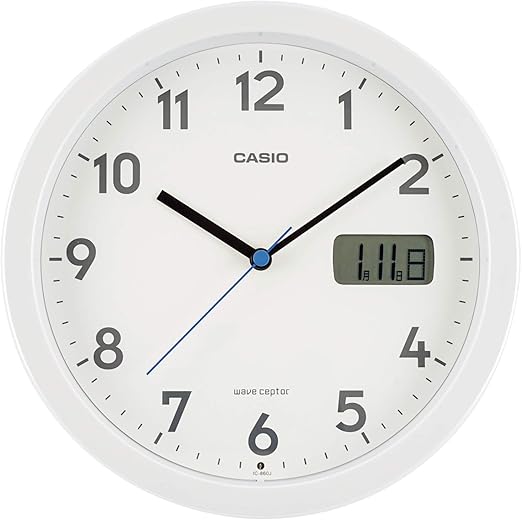 Amazon Co Jp Casio カシオ 掛け時計 電波 ホワイト 直径22 4cm アナログ カレンダー 表示 夜間秒針停止 置き掛け兼用 Ic 860j 7jf ホーム キッチン