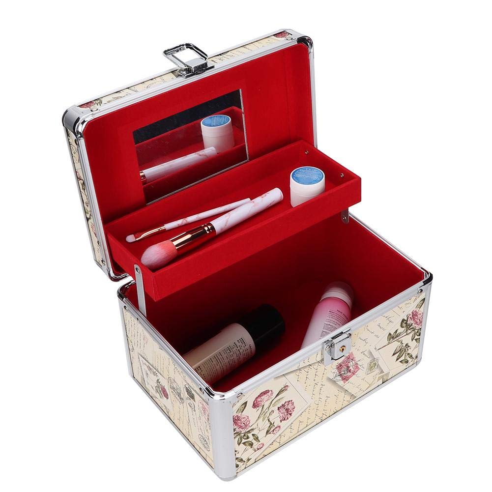 Makeup Box, Portable Cosmetic Storage Case, Aluminum Makeup Organizer Box Small Cosmetic Holder for Makeup Artist and Home Personal Use