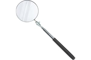 Ullman Devices S-2 Circular Telescoping Mirror with Heavy Duty Vinyl Grip, 3-1/4" Diameter, 11" to 15" Extended Handle Length