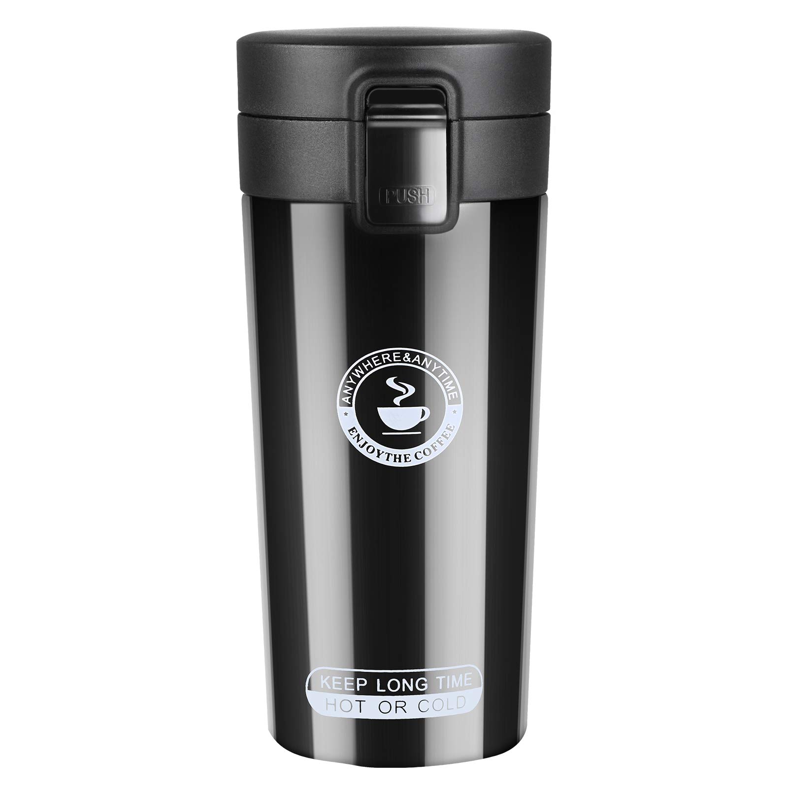 flintronic Insulated Coffee Cup, 360ml Leakproof Travel Mug, Stainless Steel Vacuum Coffee Flask, Hot&Cold Drink Bottle for Coffee, Tea & Water (Brush Included)