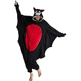 Kgromfy Black Bat Onesie Adult Halloween Animal Cosplay Outfits One Piece Costumes Party Jumpsuit Homewear XL